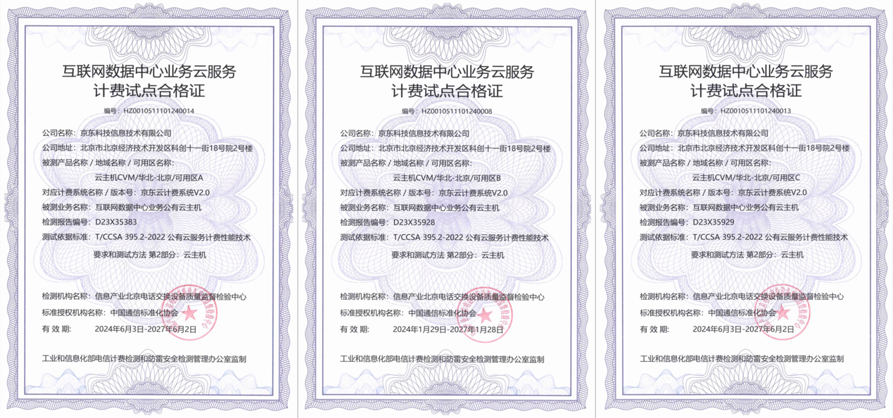 京东云北京所有可用区首批通过云主机计费标准测评